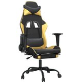  Gaming stol z oporo za noge črno in zlato umetno usnje, (20699103) | Shoptok.si