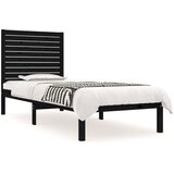 The Living Store Posteljni okvir črn iz trdnega lesa 75x190 cm - Posteljni Okvir, (21525319) | Shoptok.si