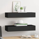  Zidne police s ladicom 2 kom crne 60 x 23,5 x 10 cm MDF | shoptok.hr