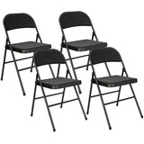  Set od 4 sklopive stolice metalne noge izgled lana crna Cijene