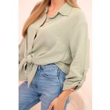 Kesi Włoski Cotton muslin shirt oversize light khaki | shoptok.hr