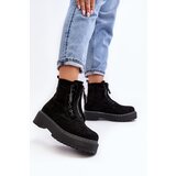 Boto Women's Suede Trapper Boots with Thick Sole and Zipper Black Edivame | Shoptok.si