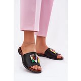 Boto Womens sandals on flat heel with decoration black Clelione | ePonuda.com
