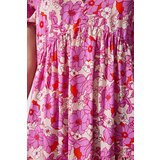  Women's Pink Floral Summer Viscose Flared Dress | Eponuda.ba
