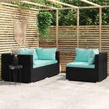 Maison Chic Seti vrtnega pohištva - Vrtna garnitura - Vrtni pohištvo set 3-delna z blazinami črn poli ratan, (21813779) | Shoptok.si