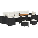 vidaXL 10 Dijelni Set Vrtnih Sofi s Jastucima Crni Poli Ratan Akacija, 3 Dijelni Set Vrtne Trpeze s Jastucima Crni Poli Ratan Akacija | shoptok.hr