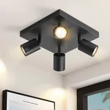 4 LED stropne svetilke GU10 črne barve, vrtljive za 330°, moderne industrijske stenske svetilke, (22116858)