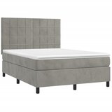  box spring s madracem LED svjetlosivi 140x200 cm baršun | shoptok.hr
