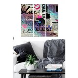 Wallity MDF100196442 multicolor decorative mdf painting (3 pieces) Cene