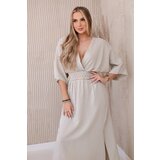 Kesi Włoski Muslin dress with embroidery at the waist light beige | shoptok.hr