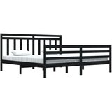  Posteljni okvir črn iz trdnega lesa 200x200 cm, (20684846) | Shoptok.si
