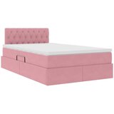 vidaXL Krevet s prostorom za pohranu s LED-om Ružičasta 120 x 200 cm | shoptok.hr