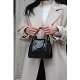 Madamra Black Patent Leather Women's Clamshell Mini City Bag Cene