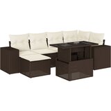  7-dijelni set vrtnih sofa od poliratana s jastucima smeđi | shoptok.hr