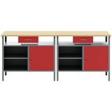  Set radnog stola s policom 2 pcs Crvena i siva 200 x 55 x 85 cm | Eponuda.ba