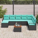  Vrtna sedežna garnitura z blazino 9 pcs Črna poli ratan, (5000144793) | Shoptok.si