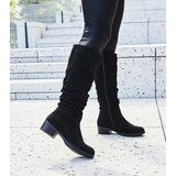 Gemre Black Ruched Faux Suede Boots Angelico Cene