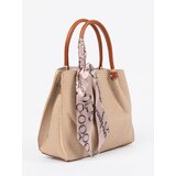 Shelvt Light brown medium handbag with decorative scarf | shoptok.hr