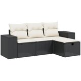  The Living Store Vrtna sedežna garnitura 4-delna z blazinami črna poli ratan - Vrtna Sedežna Garniture, (21443496) | Shoptok.si