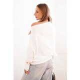 Kesi Włoski Women's asymmetrical batwing viscose sweater ecru | shoptok.hr