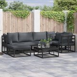 vidaXL Sjedeća garnitura za vrt s jastukom 6 pcs Crna Aluminij Cijene