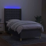  Box spring postelja z vzmetnico LED temno siva 80x200 cm blago, (20930107) | Shoptok.si
