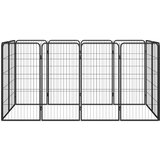 vidaXL Pasja ograda z 12 paneli črna 50x100 cm prašno barvano jeklo | Shoptok.si