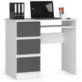 AKORD Računalniški pisalni miza A-6 90 cm levo - bela-siva - 3 predali, (21702576) | Shoptok.si