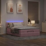 vidaXL Otomanski krevet s madracem&LED ružičasti 140x190 cm baršunasti Cijene