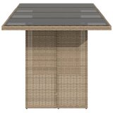  Vrtni stol sa staklenom pločom bež 190 x 80 x 75 cm poliratan | shoptok.hr