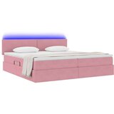  Krevet S LED lampica s uzglavljem Ružičasta 200 x 200 cm Baršun | shoptok.hr