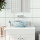 vidaXL Nadpultni umivalnik bel in moder okrogel Φ41x14 cm keramika | Shoptok.si