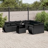 vidaXL 10-dijelni set vrtnih sofa s jastucima crni od poliratana | shoptok.hr