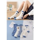 Dewberry 46560 5 Pairs of Unisex Patterned Socks 36-42-WHITE-LIGHT BLUE Cene