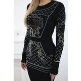 Kesi Knitted dress with gold and silver pattern of black cubic zirconia | shoptok.hr