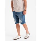 Ombre Men's short denim shorts with rips and holes - blue | shoptok.hr