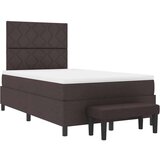 vidaXL Postelja s škatlo in žimnico ter klopjo temno rjava 120x190 cm tkanina, (22082788) | Shoptok.si