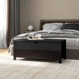 vidaXL Škatla z blazino visok sijaj črna 105x40x45 cm iverna plošča | Shoptok.si