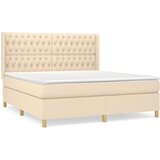 vidaXL Box spring postelja z vzmetnico krem 180x200 cm blago, (20896637) Cene