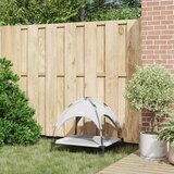 vidaXL Dvignjena postelja za pse s snemljivo streho srebrna siva M jeklo | Shoptok.si