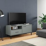  Ormarić za TV s metalnim nogama sivi od masivne borovine OSLO Siva | shoptok.hr
