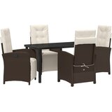 vidaXL set za blagovanje u vrtu s 5 dijelova s jastučićima smeđi poli ratan, vrtni stol crni 140x80x73 cm staklo s temperaturom | shoptok.hr