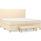vidaXL Box spring postelja z vzmetnico krem 200x200 cm blago, (20761293) Cene