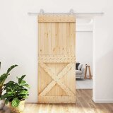  Drsna vrata s kompletom vodil 90x210 cm trdna borovina, (20804506) | Shoptok.si
