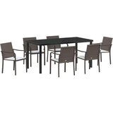  Vrtni set za objed 7 pcs Smeđa i crna PE ratan | shoptok.hr