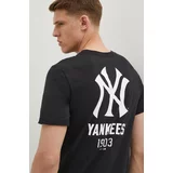 Nike Bombažna kratka majica New York Yankees moška, črna barva