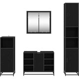 vidaXL Komplet pohištva za kopalnico 4 pcs Črni hrast 80 x 33 x 60 cm | Shoptok.si