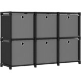 The Living Store Regal s 6 škatlami črn 103x30x72,5 cm blago - Razstavna Polica, (21503942) | Shoptok.si