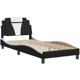  Posteljni okvir z vzglavjem črn in bel 80x200 cm umetno usnje, (21081608) | Shoptok.si