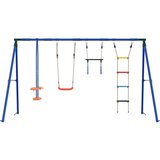  Set vanjskih ljuljački Šareni Čelik i PE - Crvena Hanging sjedište + trapez + ljestve + ljuljačka | shoptok.hr